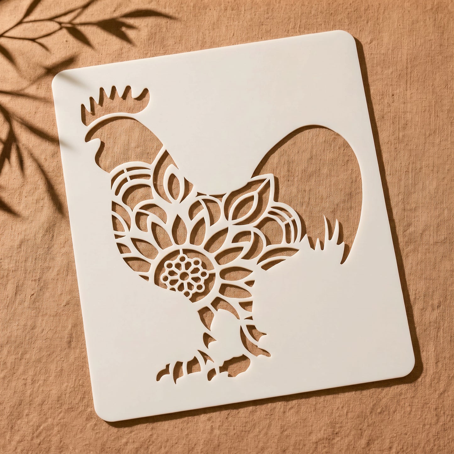 Mandala Rooster Stencil – Reusable Wall Art in Pakistan