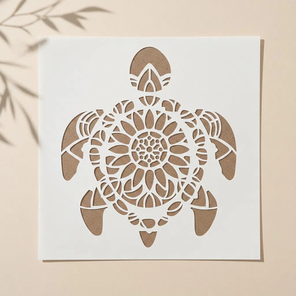 Mandala Turtle Reusable Stencil for Wall & Canvas Painting