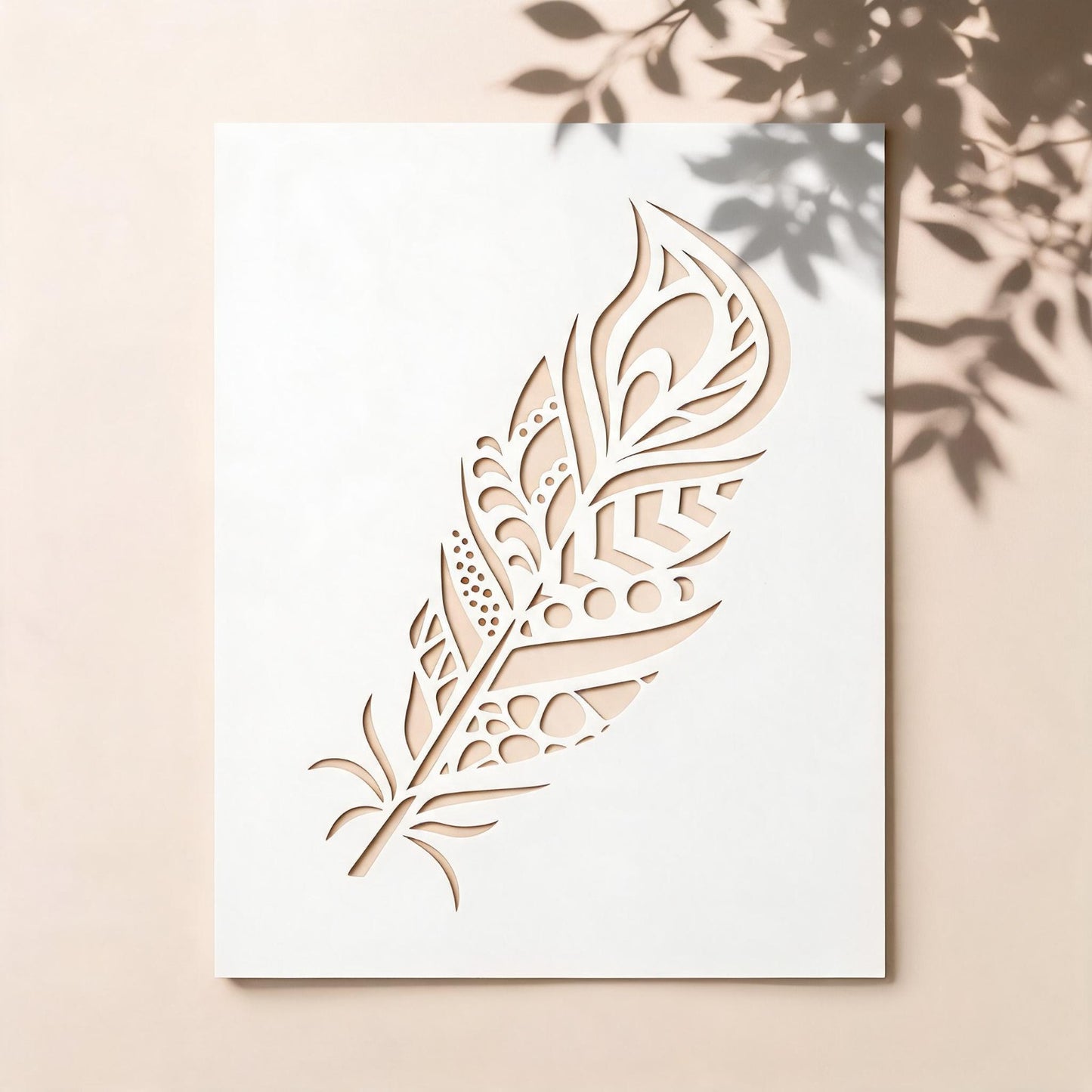 Peacock Feather Stencil For Wall Art