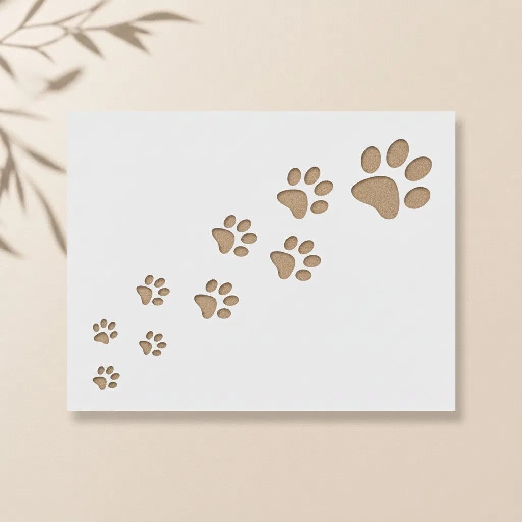 Trail of Paw Prints Reusable Stencil