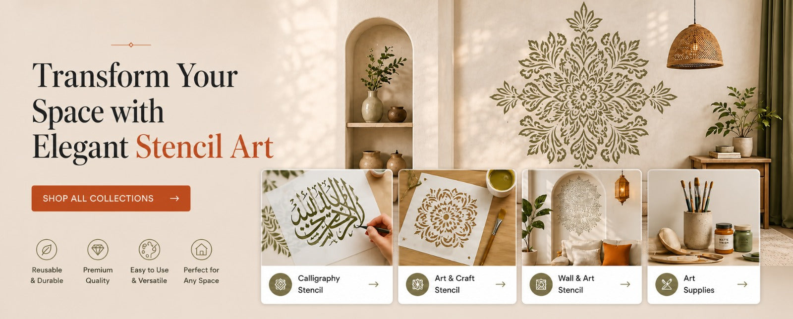 CASVENA premium Islamic calligraphy and mandala wall stencils — Shop all collections
