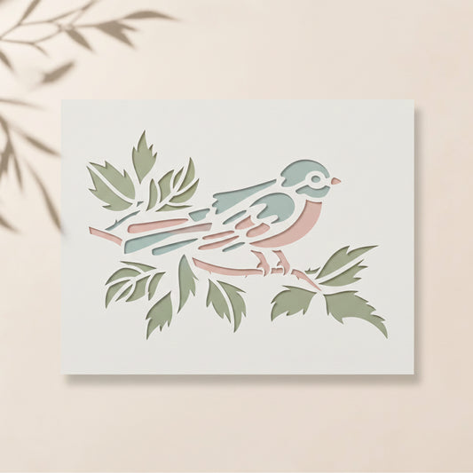 Bird on Branch Reusable Stencil for Wall & Canvas Painting