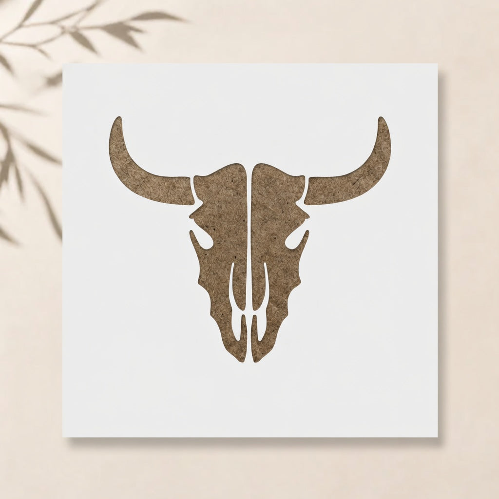 Cow Skull Stencil – Reusable Boho Wall Art | Pakistan