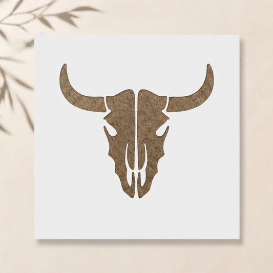 Cow Skull Stencil – Reusable Boho Wall Art | Pakistan