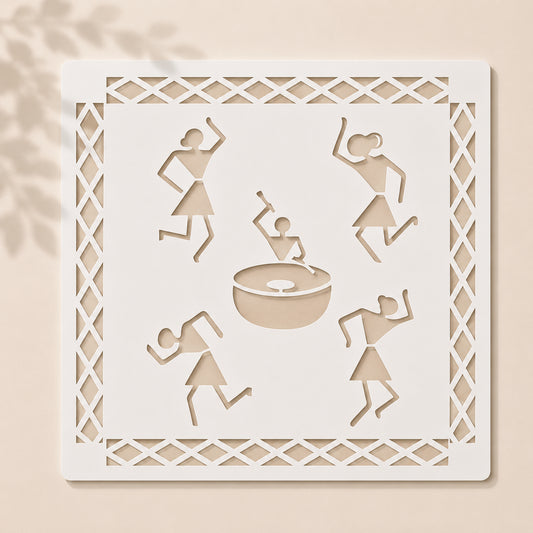 Dancing Warli Tribal Stencil in Pakistan