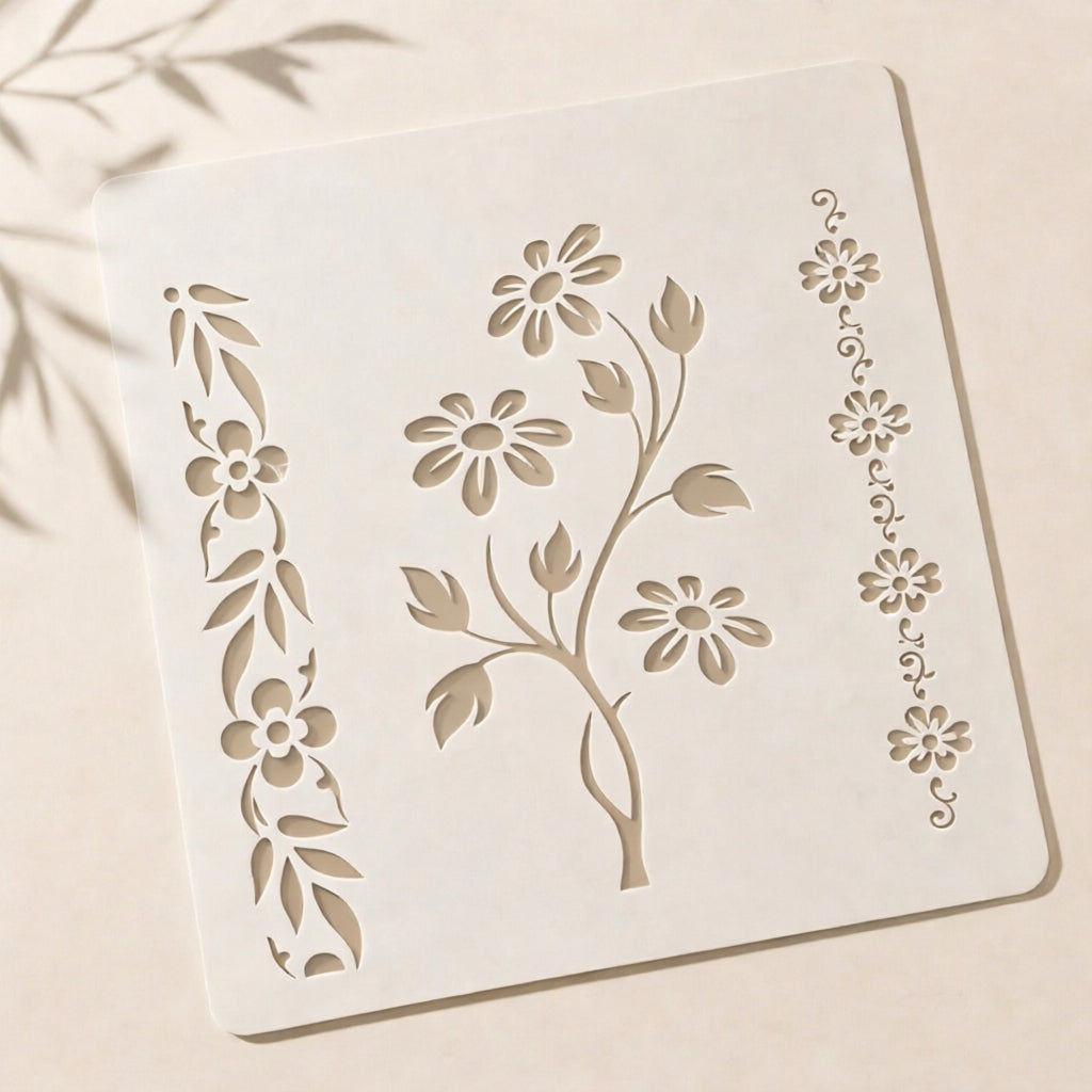 Floral Flower Reusable Stencil for Wall & Canvas Painting