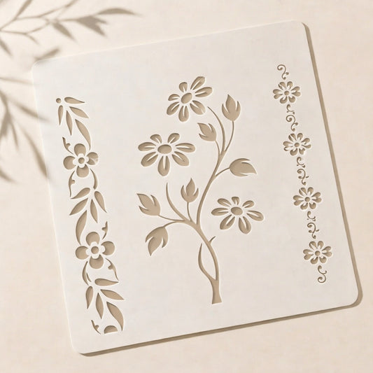 Floral Flower Reusable Stencil for Wall & Canvas Painting