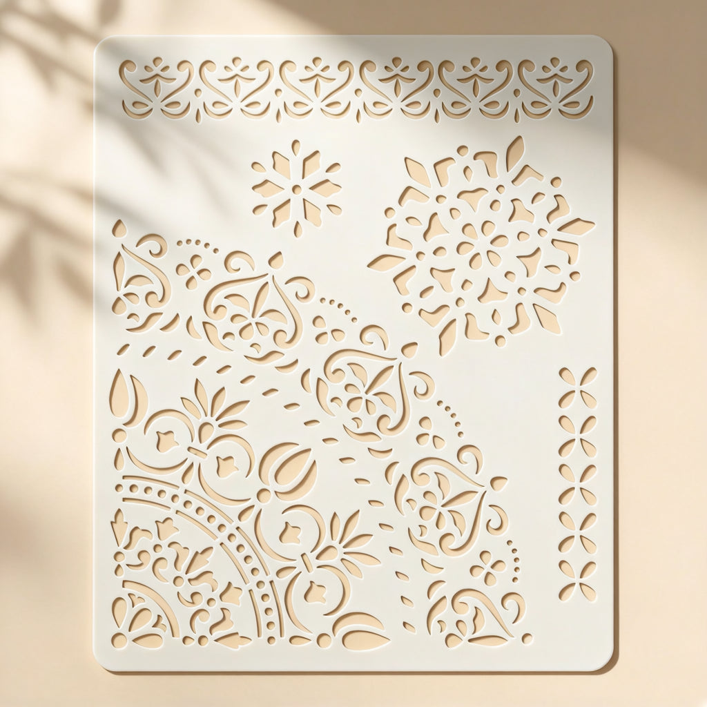 Floral Lace Border Reusable Stencil for Wall & Canvas Painting