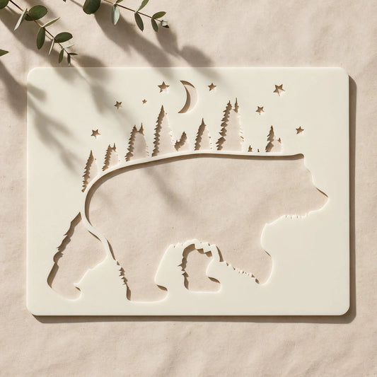 Forest Bear Stencil – Reusable Wall Art