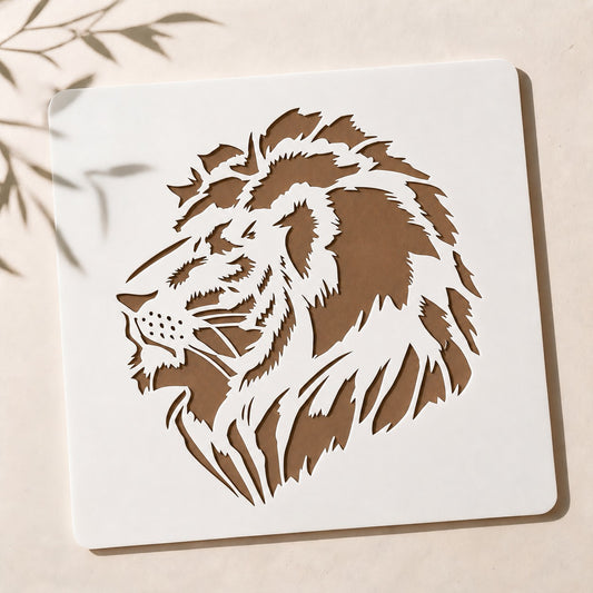 Lion Head Reusable Stencil for Wall & Canvas Painting