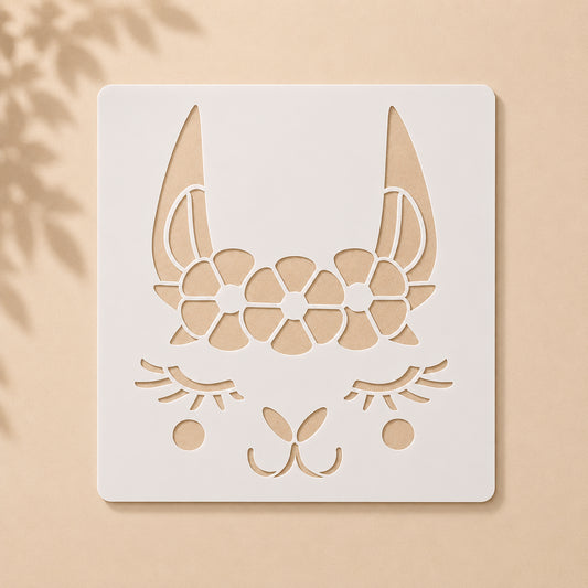 Llama Face Stencil – Reusable Wall & Canvas Art in Pakistan