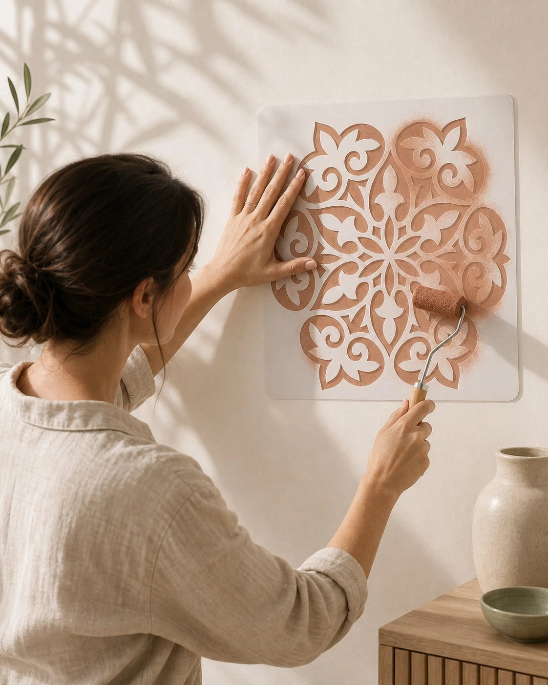 Mandala wall painting stencil for canvas artwork and decoration