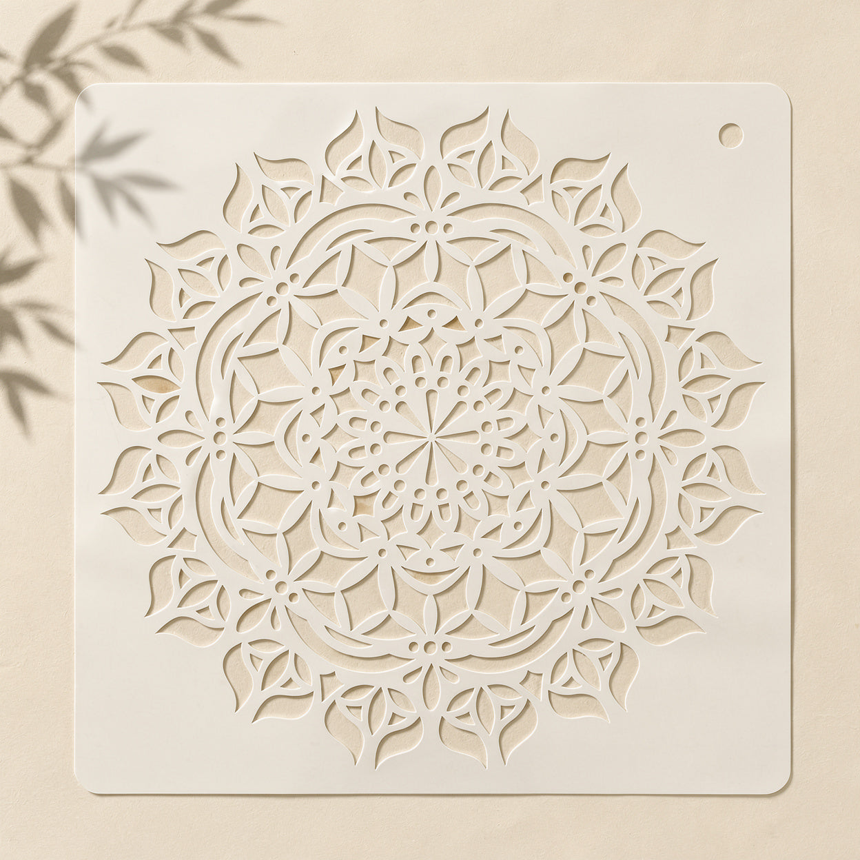 Floral mandala pattern stencil for spray painting, brush work, and canvas decoration
