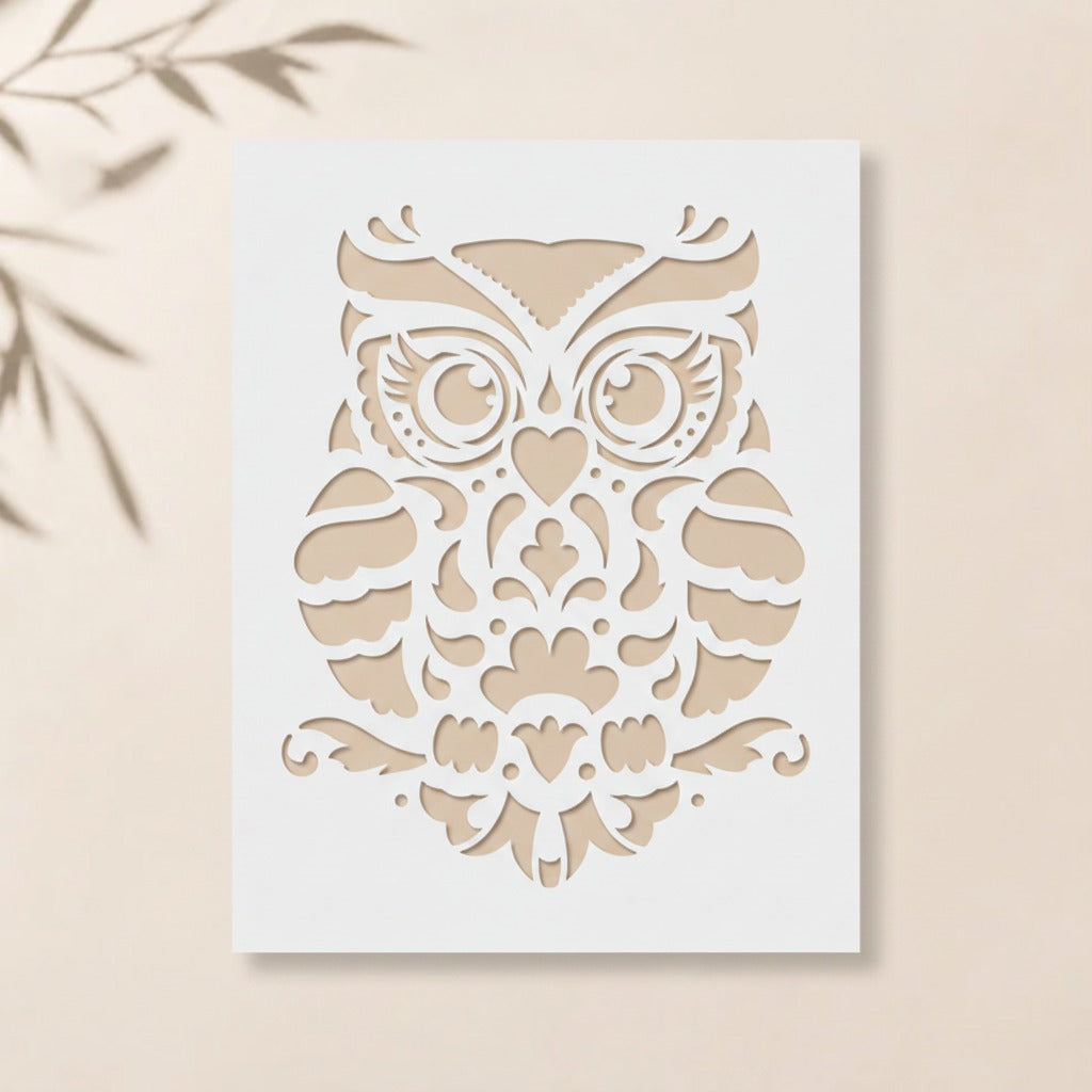 Owl Reusable Stencil for Wall & Canvas Painting