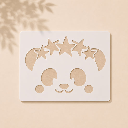 Panda Face Stencil – Reusable Wall & Canvas Art in Pakistan