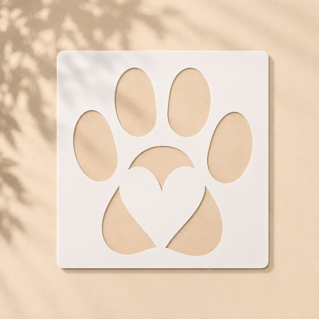 Paw Print With Heart Stencil – Reusable Wall Art
