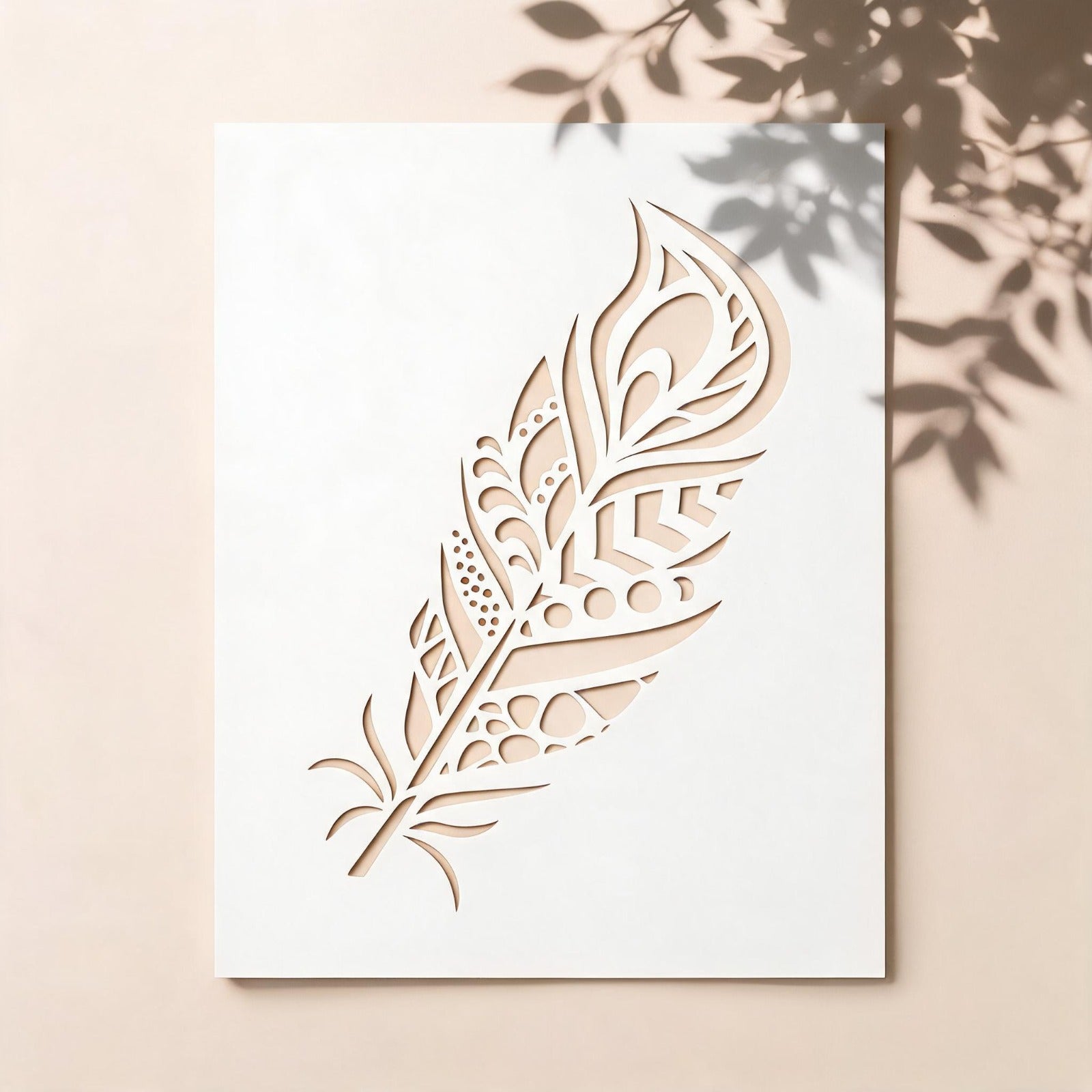 Peacock Feather Stencil For Wall Art