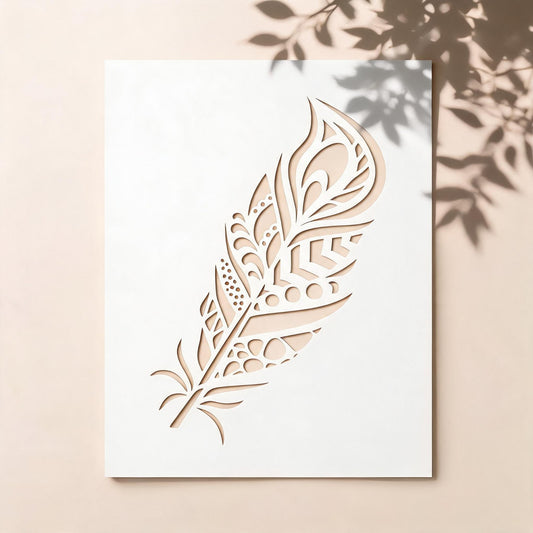 Peacock Feather Stencil For Wall Art