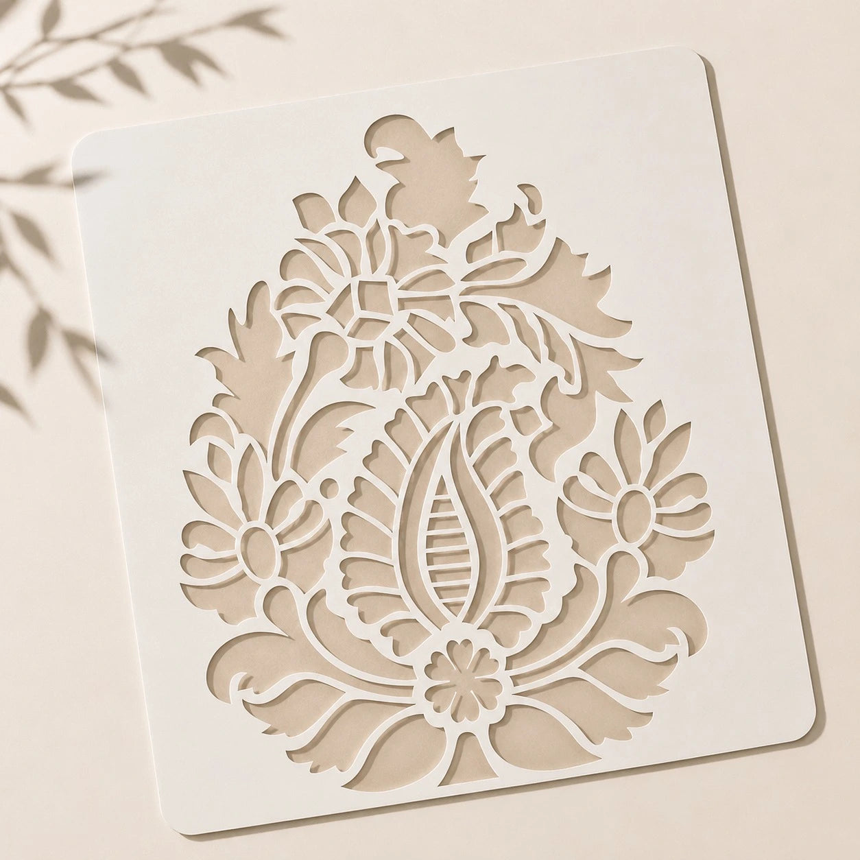 Pear paisley damask reusable stencil for wall painting