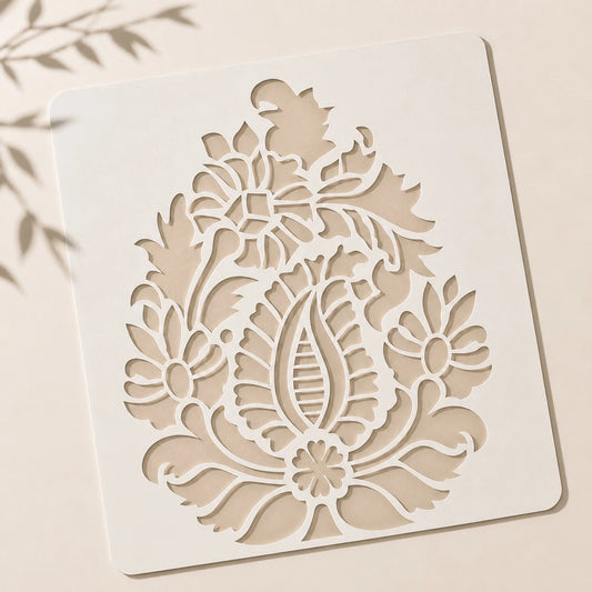 Pear paisley damask reusable stencil for wall painting