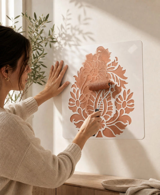 Floral paisley stencil for canvas art and DIY decor