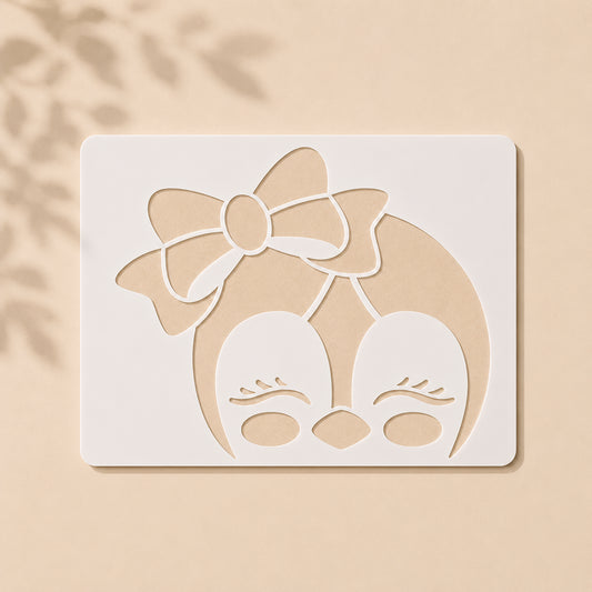 Penguin Girl Face Stencil Reusable Stencil for Wall & Canvas Painting