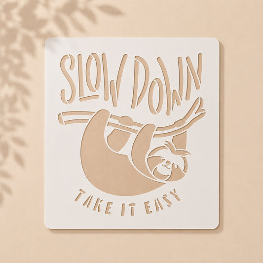 Slow Down Sloth Reusable Stencil for Wall & Canvas Painting