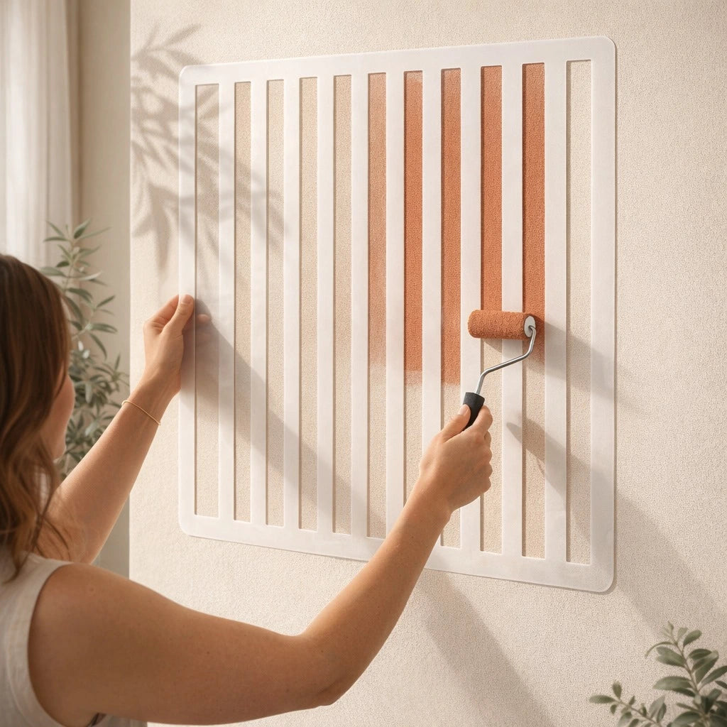Reusable PVC stripe stencil for furniture painting