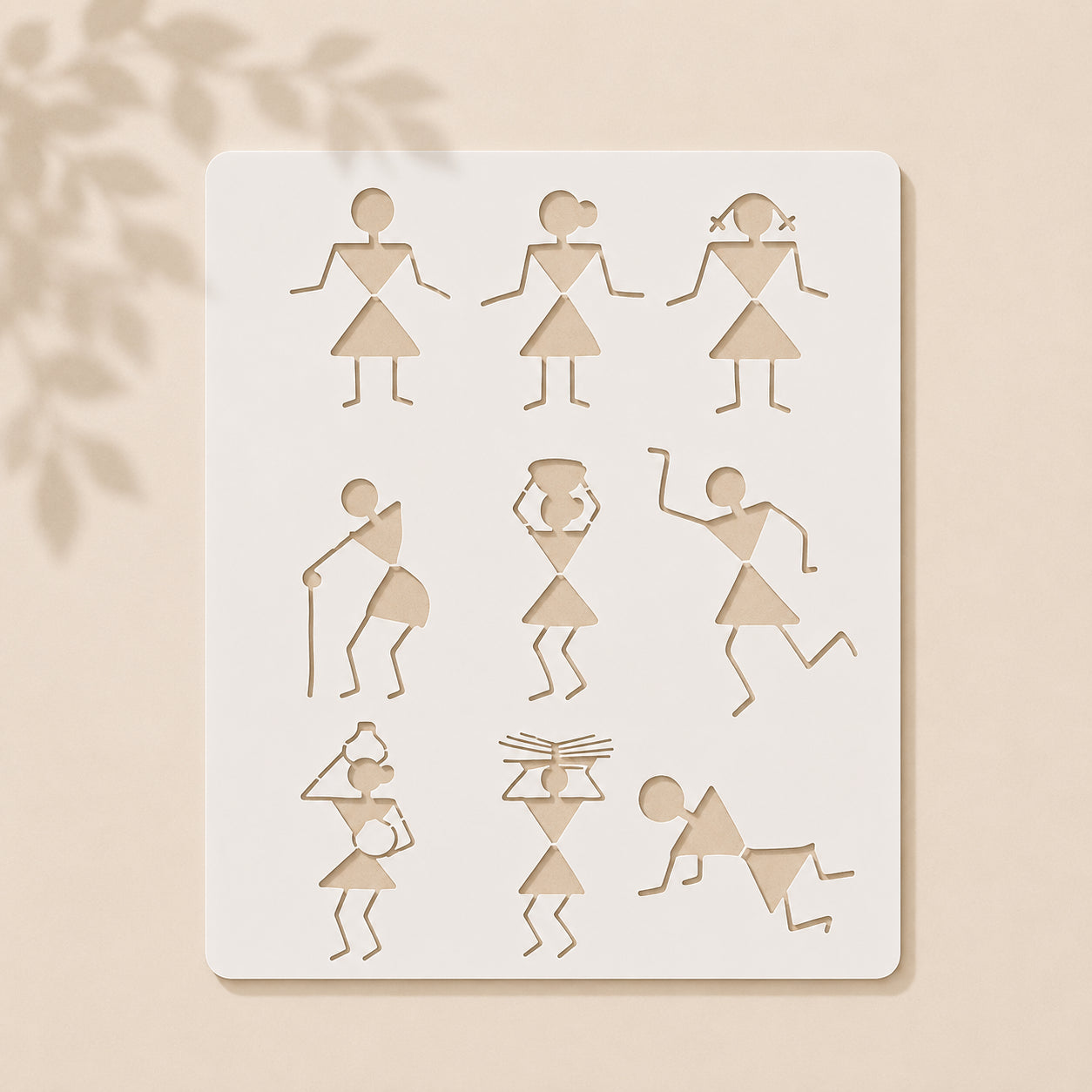 Warli Couple Bonfire Tribal Art Reusable Stencil for Wall & Canvas Painting