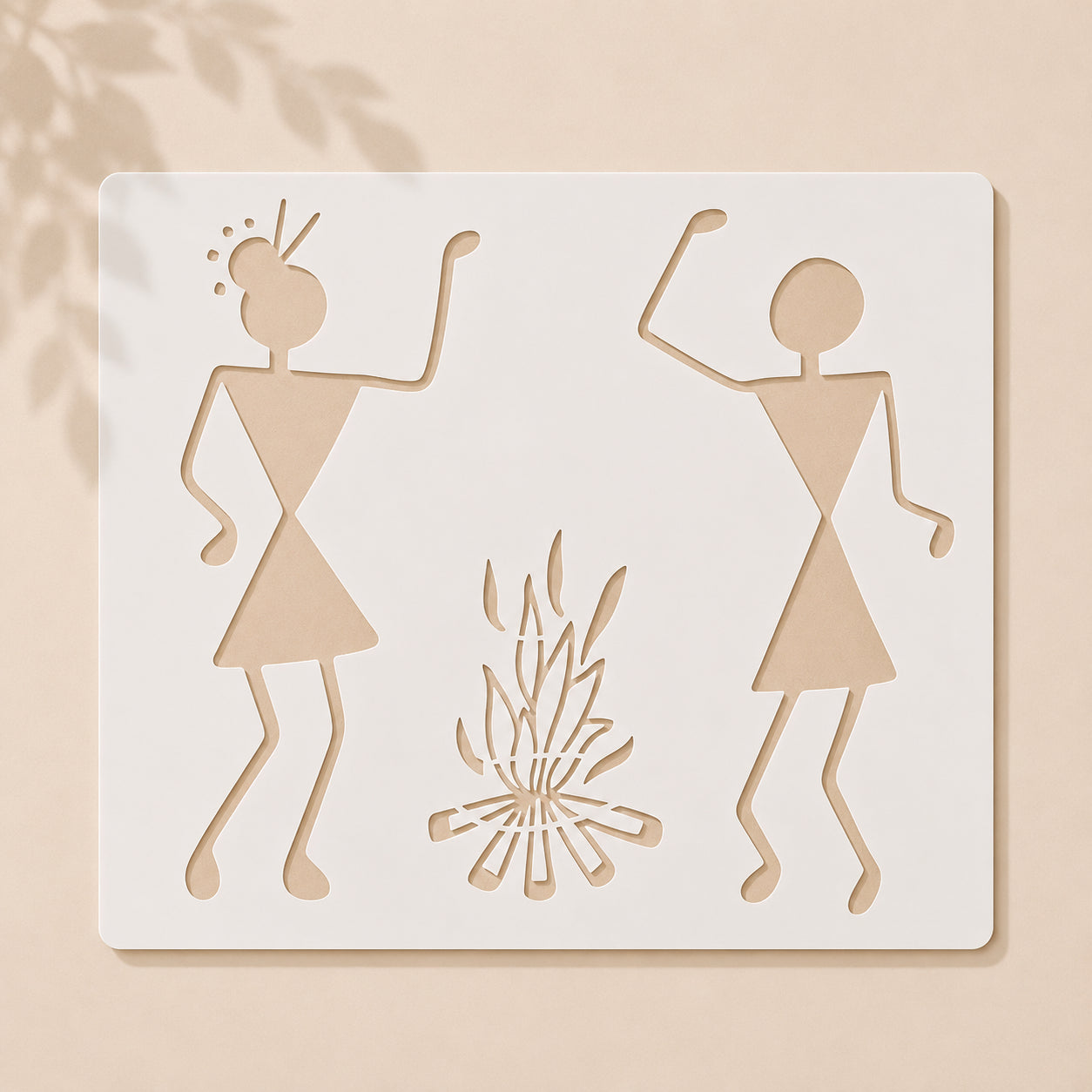 Warli Couple Bonfire Stencil