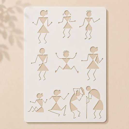 Warli Tribal Bonfire Stencil in Pakistan